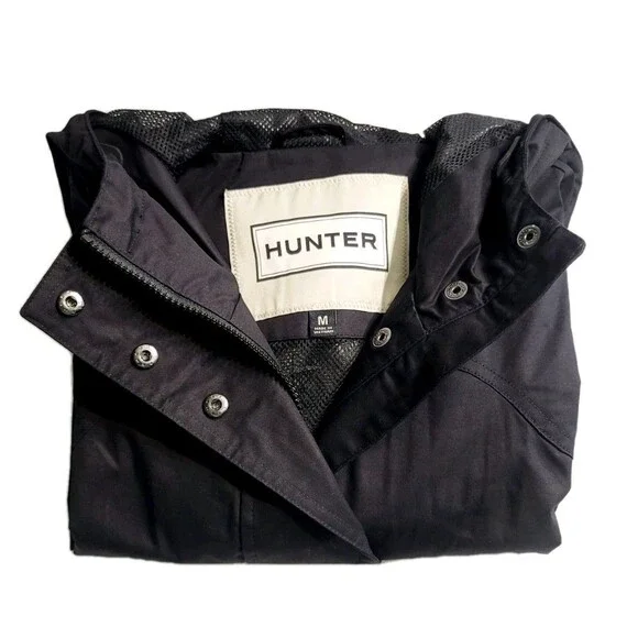 HUNTER Women's M Rubberized Cotton Smock Hooded Rain Jacket Black NWOT - Picture 13 of 13